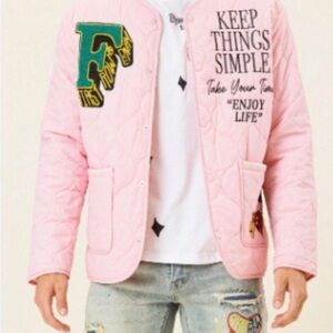 Satin Lined Pink Quilted First Row Denim Jacket